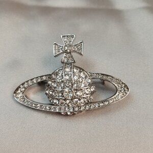 Vivienne Westwood London Swarovski Crystal Silver Orb Brooch Mabel Collection